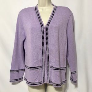 Delani Women’s Lilac Zip Up V-Neck Sweater M